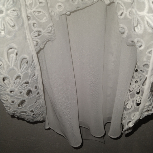 NWT MONIQUE LHUILLIER White Lace Blouson Dress - Picture 4 of 10